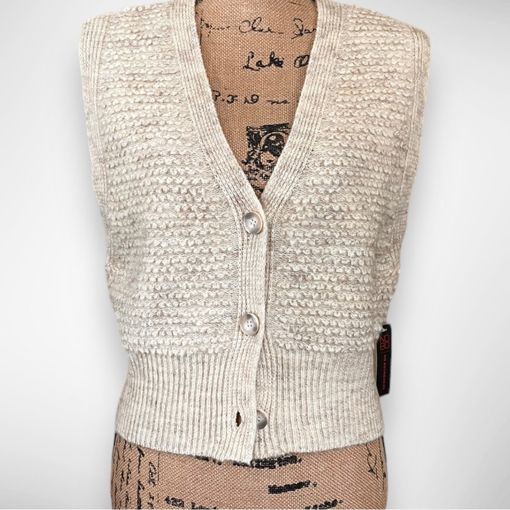 NO BOUNDARIES Juniors Neutral Combo Button Front Sweater Vest Large | NWT - Picture 2 of 8